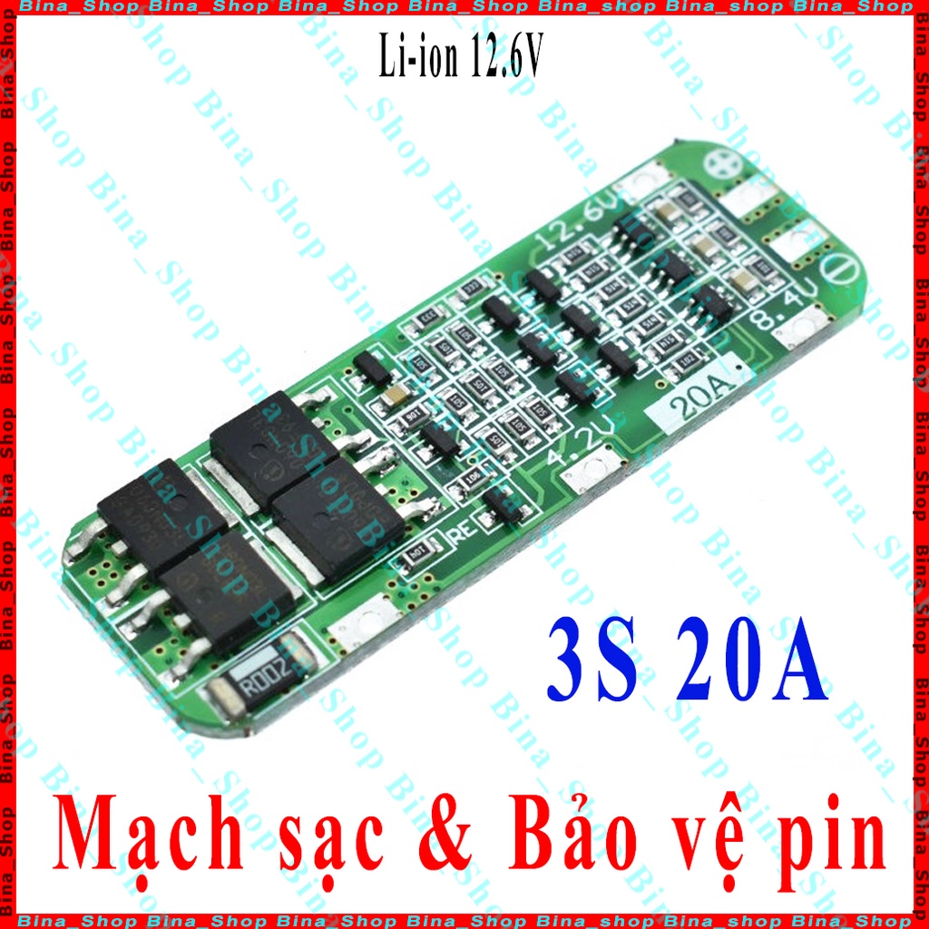 [10 cái] Mạch sạc bảo vệ pin 3S 12.6V 20A  Li-ion lithium 18650