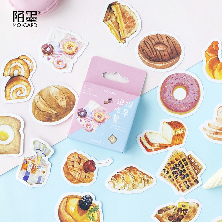 Hộp 45-46 sticker hình dán đồ ăn, thức uống trang trí