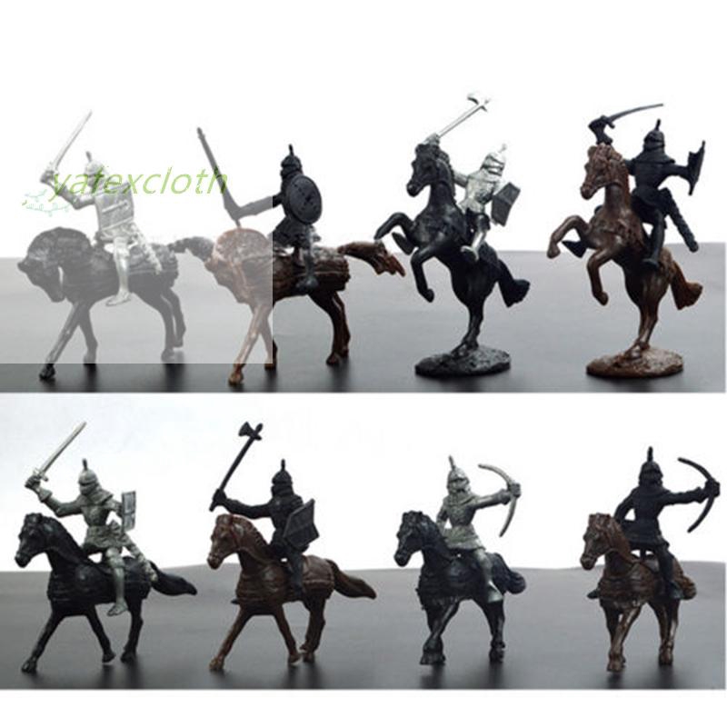Set 28 mô hình trang trí chiến binh thời Trung cổ cưỡi ngựa