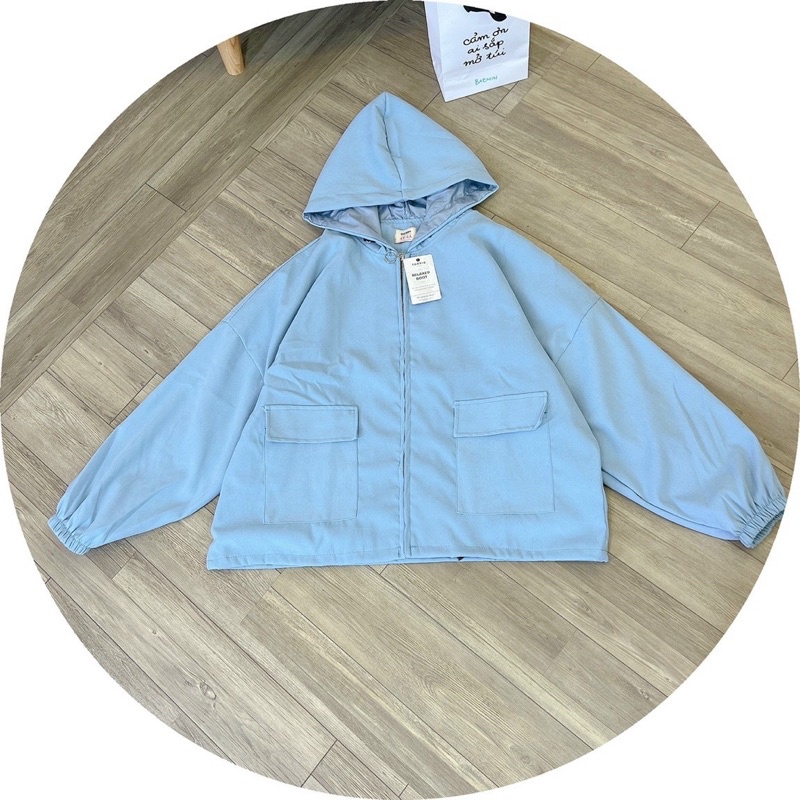 Áo khoác da lộn hai lớp túi hộp tay bo