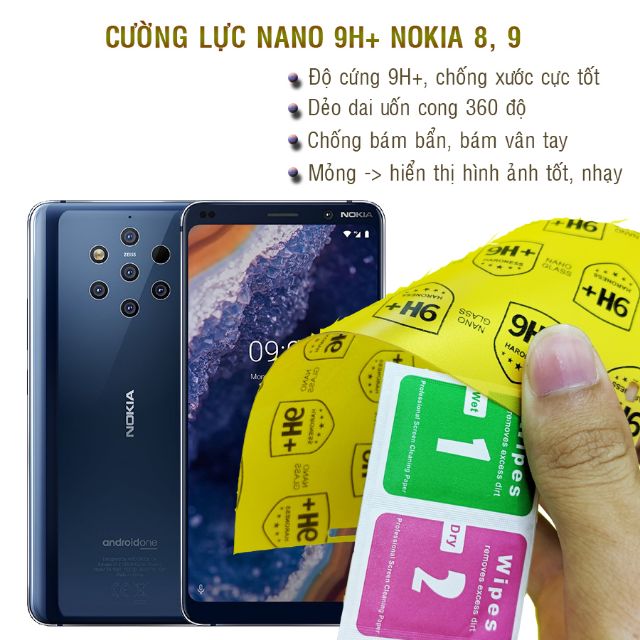 [Mã ELFLASH3 hoàn 10K xu đơn 20K] Dán cường lực dẻo nano Nokia 8 và Nokia 9 PureView
