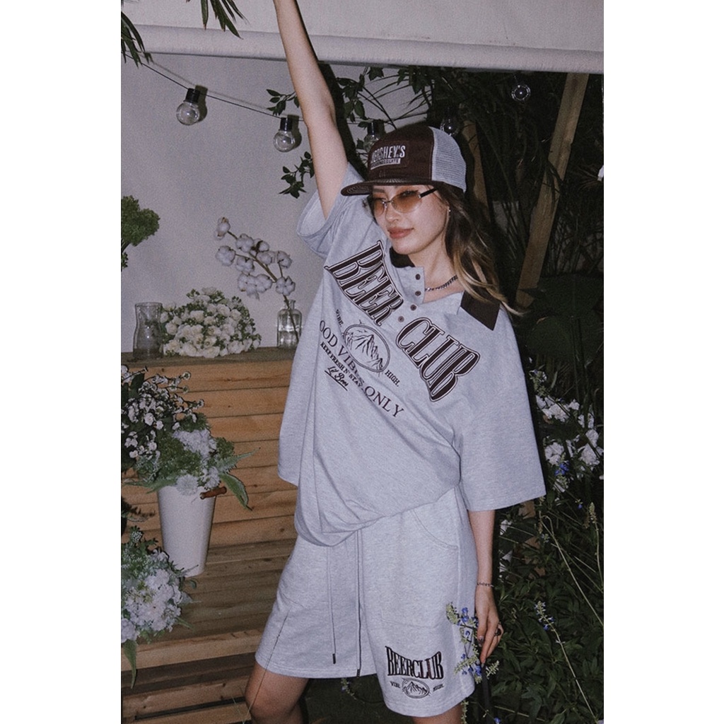 Set bộ Polo và quần Short BEERCLUB form rộng unisex nam nữ