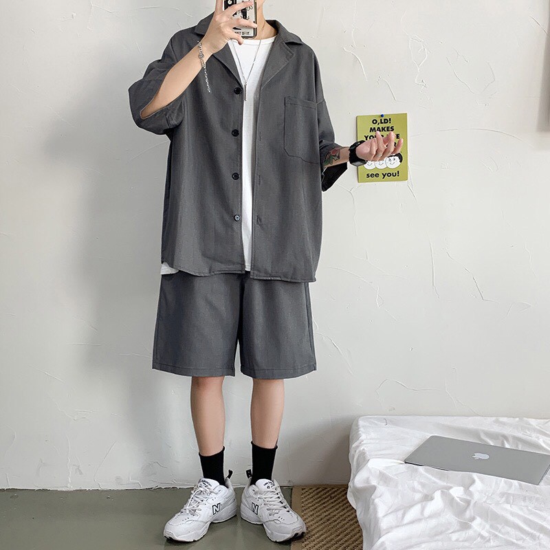 SET Blazer Quần Short nam phong cách Hàn Quốc, Tay lỡ Form Dáng Rộng Mùa Hè Thu 2021 - SET1 | BigBuy360 - bigbuy360.vn