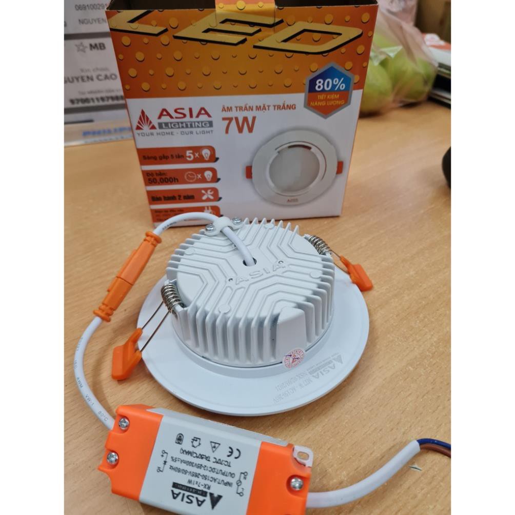 Đèn led âm trần tròn mặt vàng - mặt trắng 7W Asia