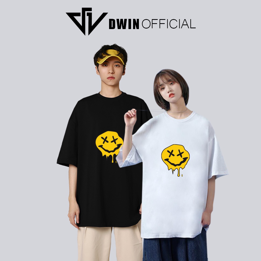 Áo thun unisex mặt cười thời trang Dwin basic tee phông trơn nam nữ tay lỡ oversize form rộng