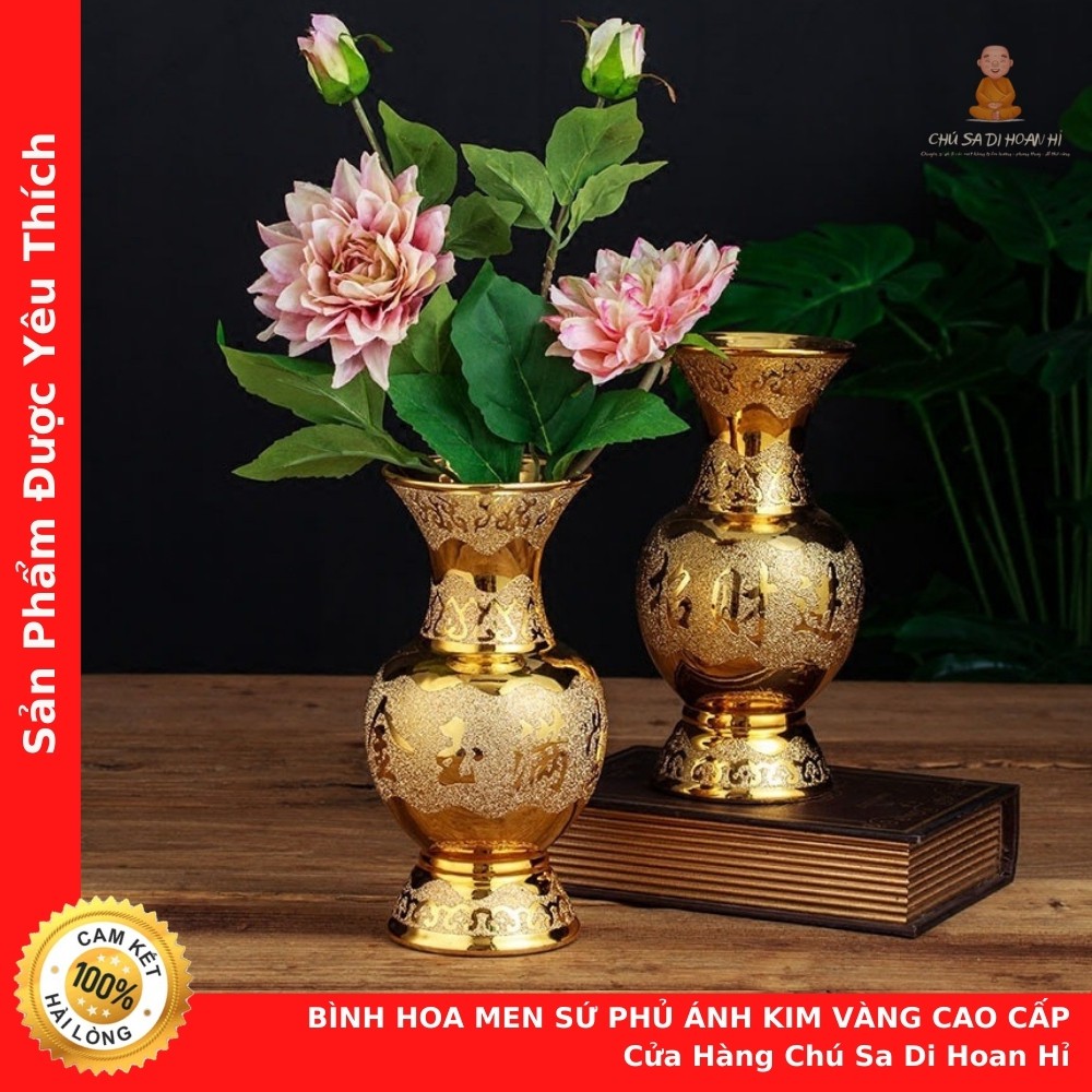 Bình Hoa Men Sứ Phủ Ánh Kim Vàng Cao Cấp 🙏 Hàng Đẹp Nhất - Cửa Hàng Phong Thuỷ Chú Sa Di Hoan Hỉ