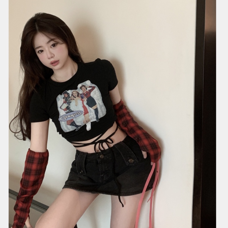 Áo Thun Croptop Thiết Kế Cột Dây Eo Cao Thời Trang Quyến Rũ Cho Nữ