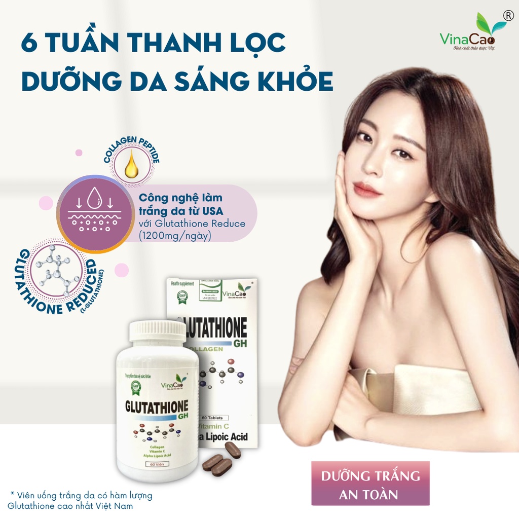 (Công thức mới) Viên uống trắng da Glutathione Collagen GH làm trắng da, ngăn ngừa lão hóa, giảm nám sạm tàn nhang