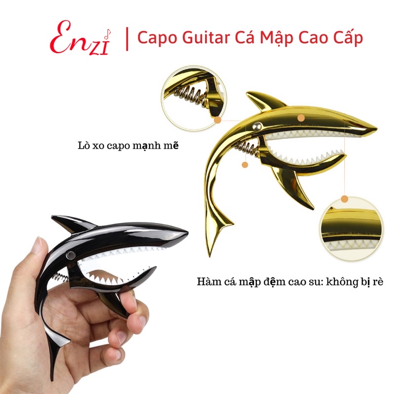 Kẹp capo guitar cá mập cao cấp dành cho đàn ghita acoustic, classic Enzi