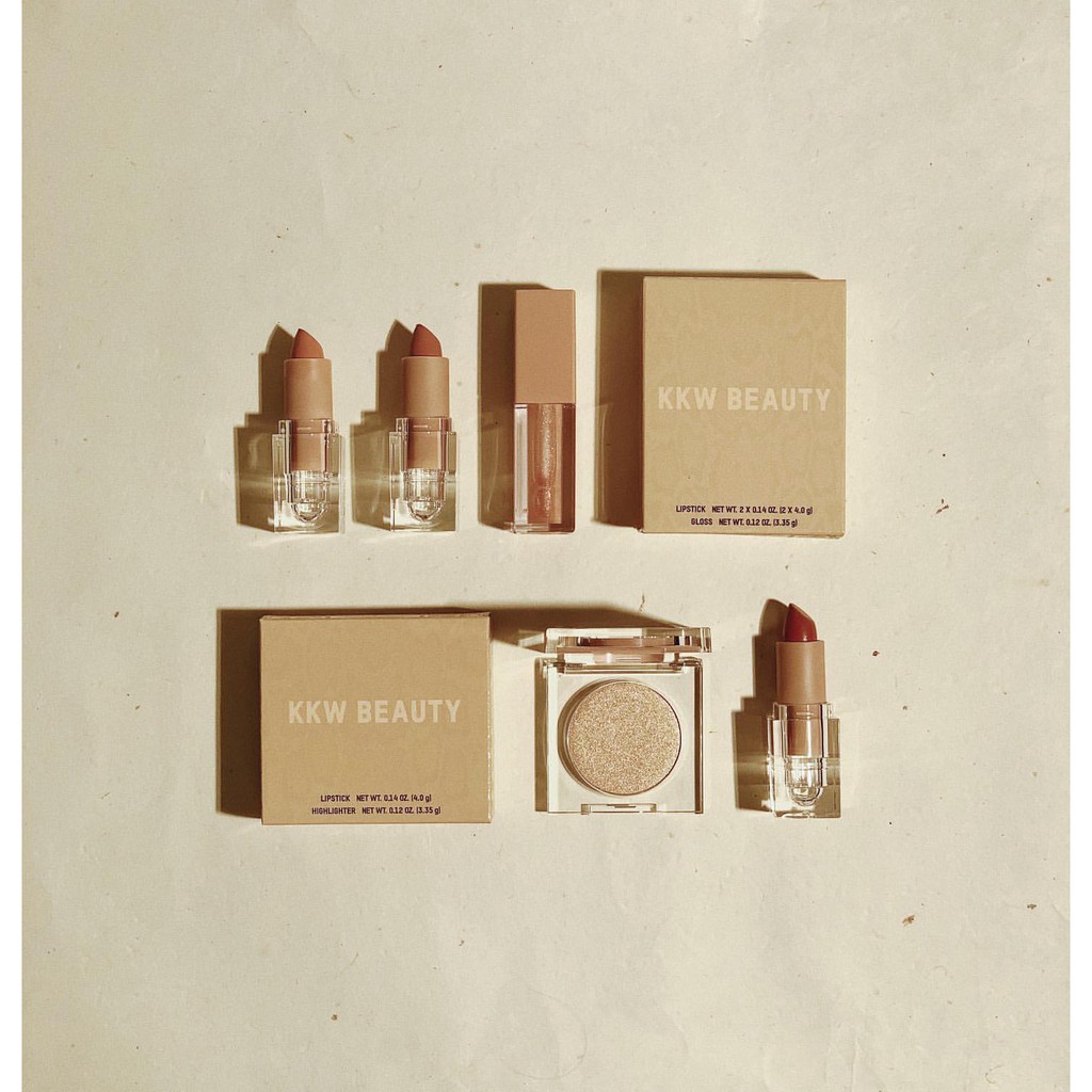 KKW - Set Son, Phấn Bắt Sáng KKW Beauty - Holiday 2019 Lipstick &amp; Highlighter Duo