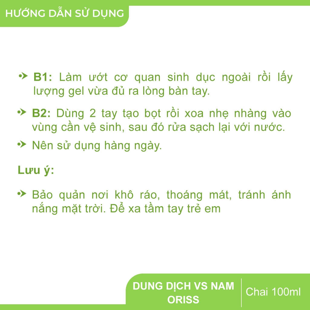 Dung dịch vệ sinh nam Oriss Oribe hỗ trợ làm sạch nhẹ nhàng, khử mùi hôi, cân bằng độ pH - Chai 100g