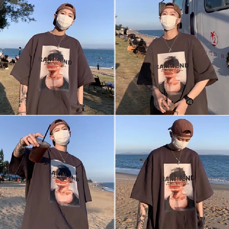 Áo Thun Dáng Rộng In Chữ Phong Cách Hàn Quốc Thời Trang Mùa Hè Cho Nam [M-8XL]