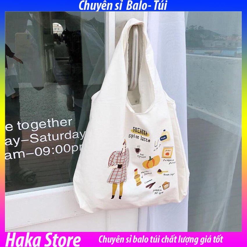 Túi tote vải bố đựng đồ canvas đeo chéo Hàn Quốc Siêu Hot