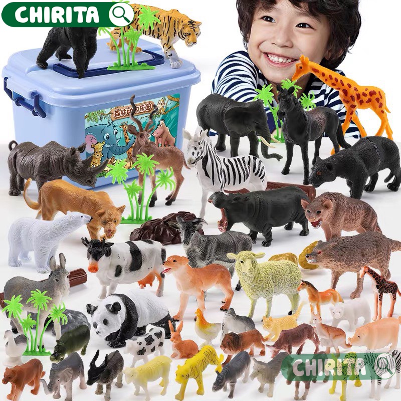 Đồ Chơi Mô Hình Động Vật 58 Chi Tiết Thú Rừng Hoang Dã Cho Bé Trai Và Gái Nhận Biết Thế Giới Xung Quanh Đồ Chơi Chirita
