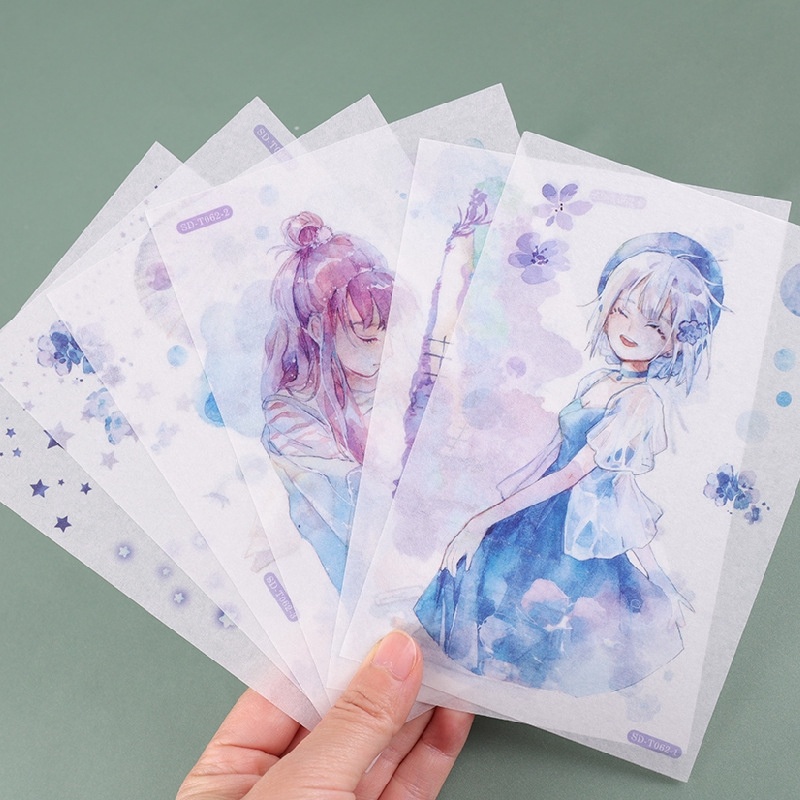Set 6 tấm sticker giấy washi 15 x 10 nhiều mẫu tự chọn
