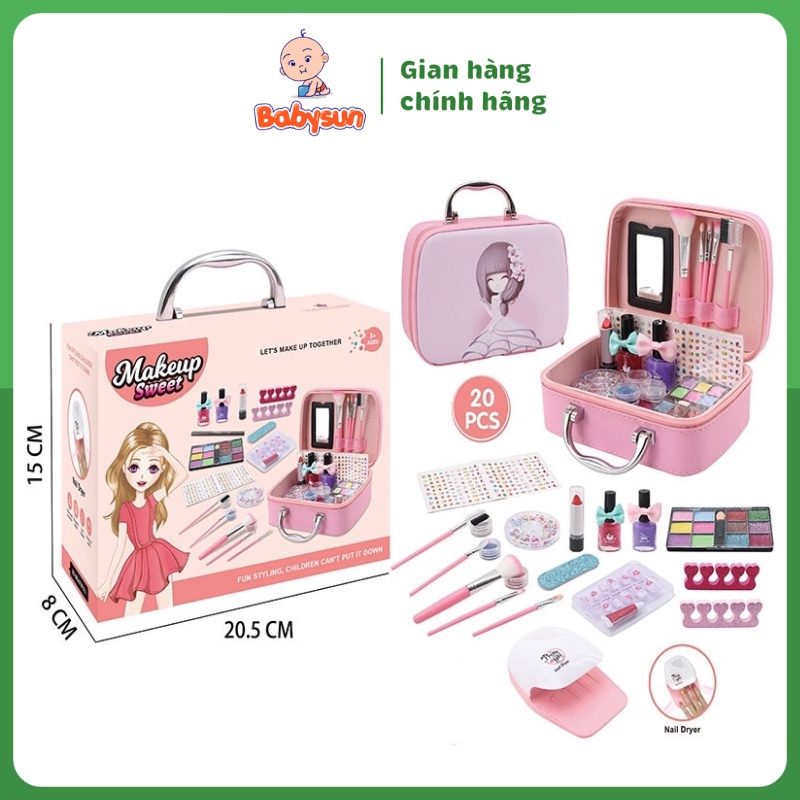 Đồ Chơi Vali Trang Điểm Và Làm Nail Dạng Hộp Đựng Cho Bé Gái 2in1 Cực Dễ Thương