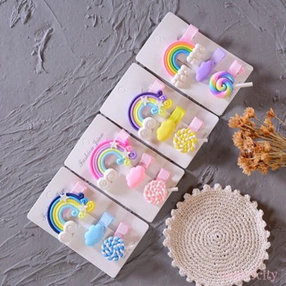 Set 3 kẹp tóc cầu vồng cho bé gái
