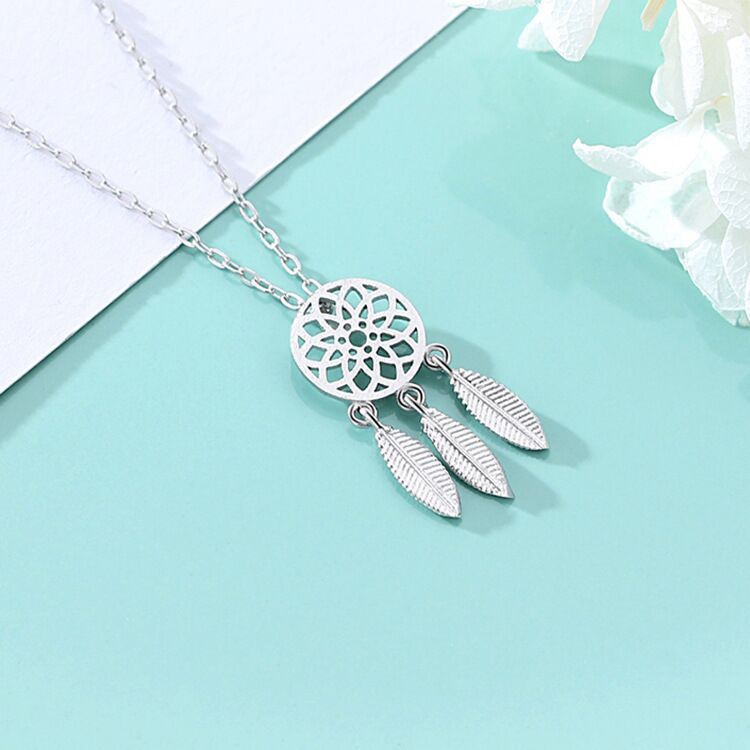 Dây chuyền xi bạc mặt hình dreamcatcher phối tua rua thời trang dành cho bạn nữ ANTA Jewelry - ATJ7016B
