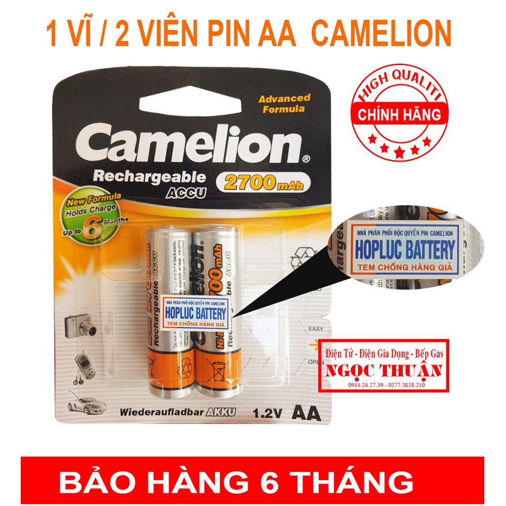 1 VĨ / 2 VIÊN PIN AA Camelion ( Pin SẠC )