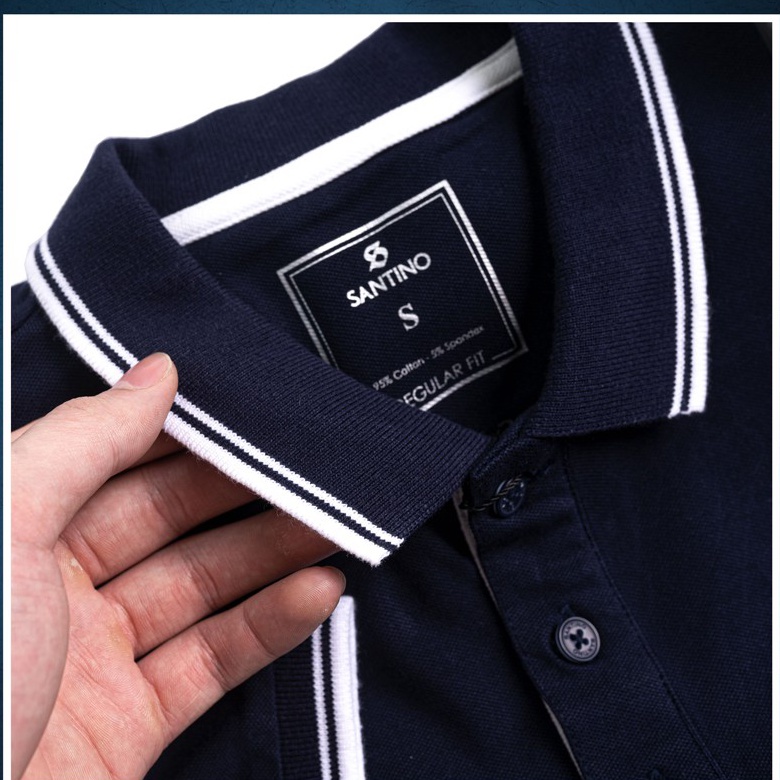 Áo polo nam ngắn tay có cổ SANTINO chất cotton co giãn thoải mái, dáng xuông nhẹ thoải mái TRP445B112 | BigBuy360 - bigbuy360.vn