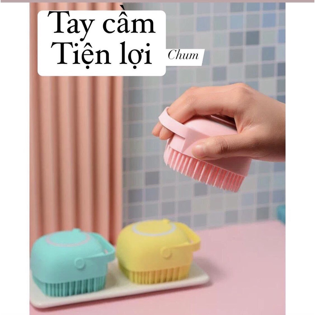 Bàn chải tắm chất liệu silicon tiện lợi 2in1 dùng cực thích E7