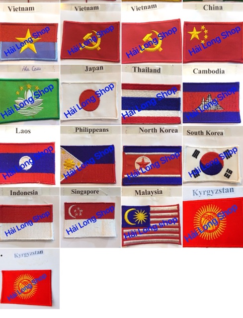 Combo 5 cờ thêu các nước - ( Flags of the world ) - size 5cmx7cm