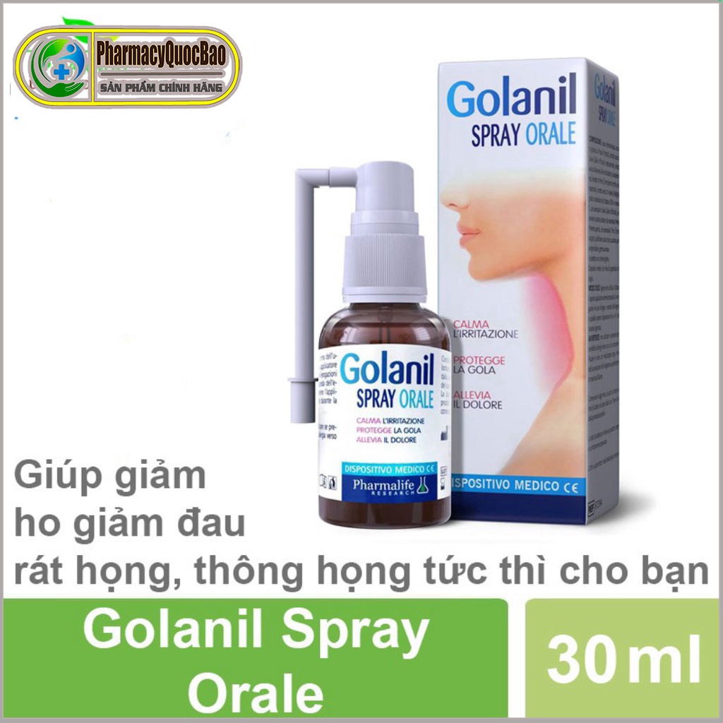 Golanil Spray Orale  Xịt họng - Giúp giảm ho, viêm họng, nóng rát họng, thông họng tức thì cho bạn [ Lọ 30ml]