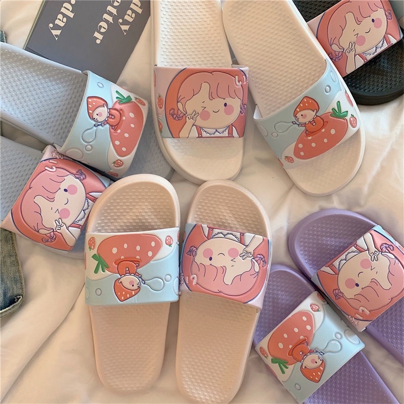 Dép Đi Trong Nhà Đế Dày Chống Trượt Họa Tiết Hoạt Hình Dễ Thương Cho Nữ