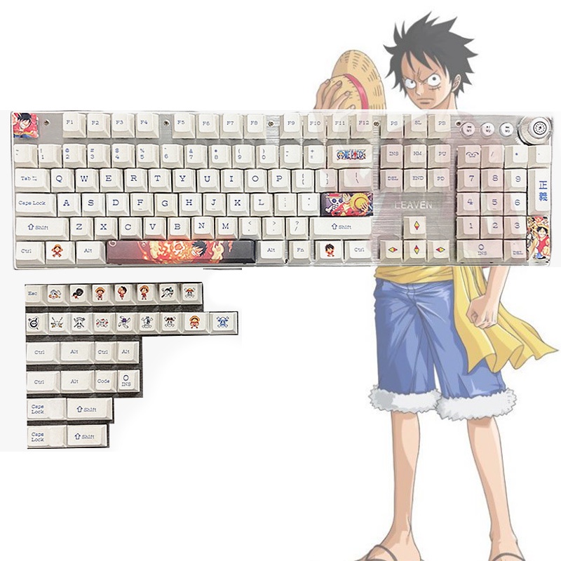133keys One Piece Luffy Keycaps Bàn phím cơ Keycap PBT 5 mặt Thuốc nhuộm thăng hoa Anime Key Caps cho Cherry Profile 87 104 108 Phím
