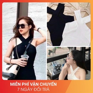 Áo 2 dây crt phối chéo 24 april nữ áo dây ôm hot màu đen|trắng