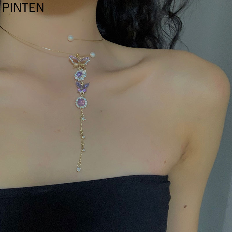 Vòng Cổ Choker Hình Bướm Đính Đá Thời Trang