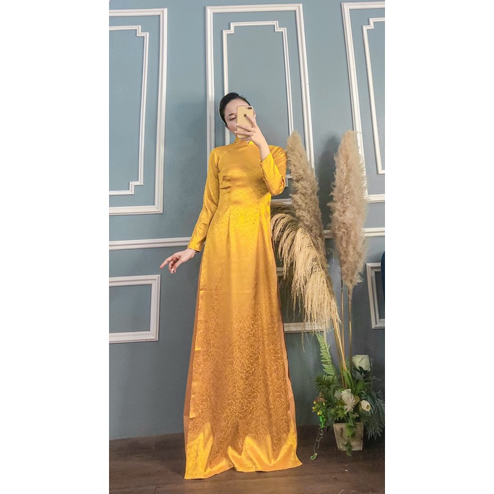 ÁO DÀI GẤM ME KÈM QUẦN 2 MÀU