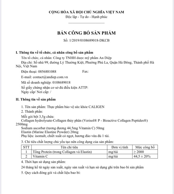 Bột uống CALIGEN với thành phần chứa Collagen làm đẹp da, chống lão hóa làn da, giảm sạm da, giảm nếp nhăn | Thế Giới Skin Care