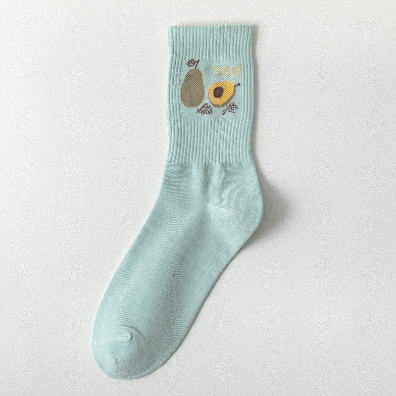 Tất nữ cổ cao MOKANA tất nhún họa tiết hoa quả xinh xắn TC08