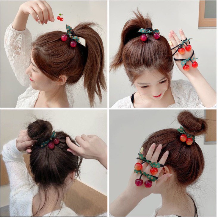 Dây cột tóc trái cherry xinh xắn