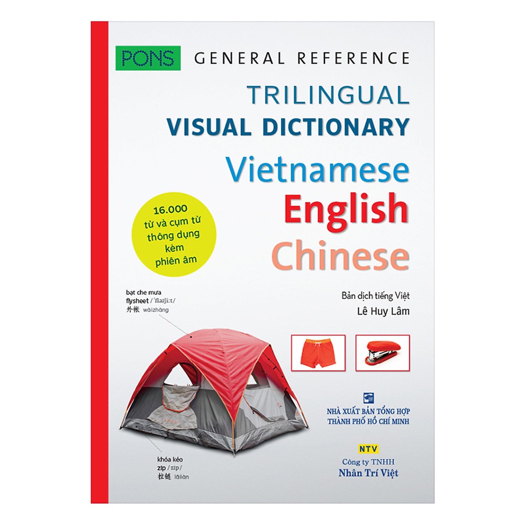 Sách - Trilinggual visual dictionary vietnamesse english chinese - 16.000 từ và cụm từ thông dụng kèm phiên âm