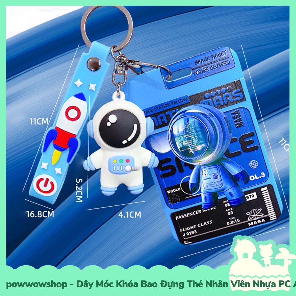 [Sẵn VN - Hỏa Tốc] Dây Móc Khóa Bao Đựng Thẻ Nhân Viên Nhựa PC+Acrylic Mẫu Astronaunt Phi Hành Gia Không Gian 3D