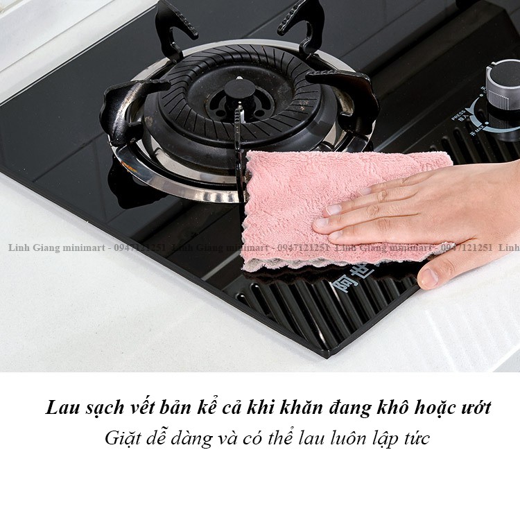 5 Khăn lau đa năng mềm mại thấm hút tốt, khăn lau đa năng nhà bếp 2 mặt chống dính dầu mỡ nhanh khô