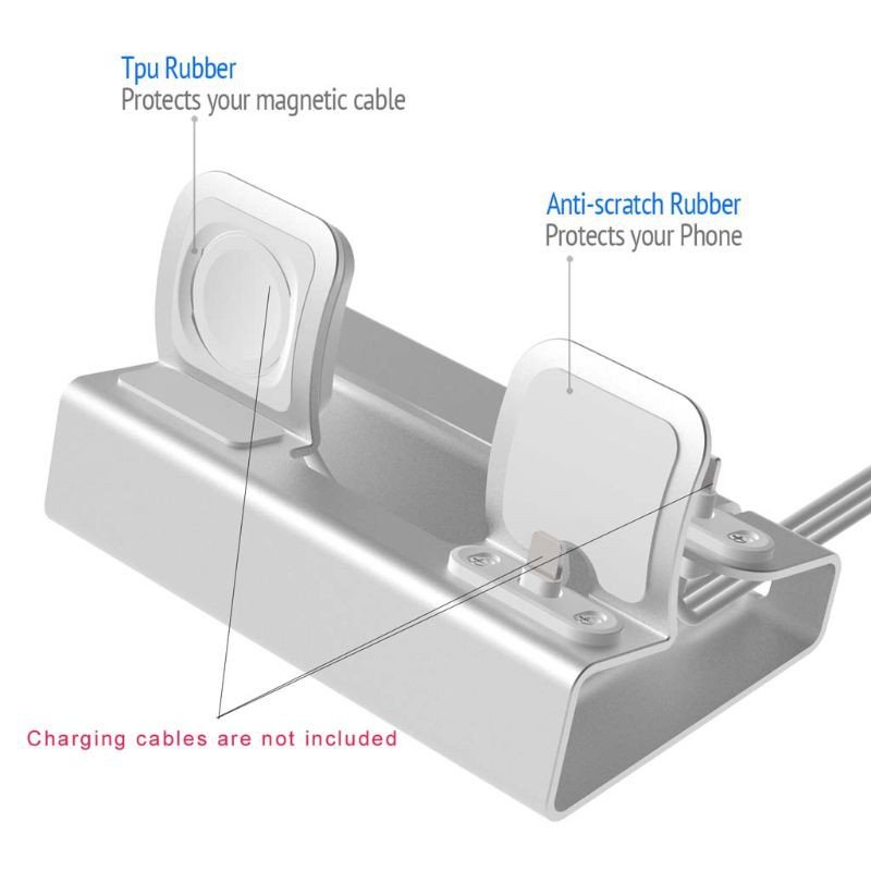 Giá đỡ 3 trong 1 bằng nhôm thích hợp cho Airpods 1/2 / Apple Watch Series 1/2/3/4 42mm 38mm 40mm 44mm