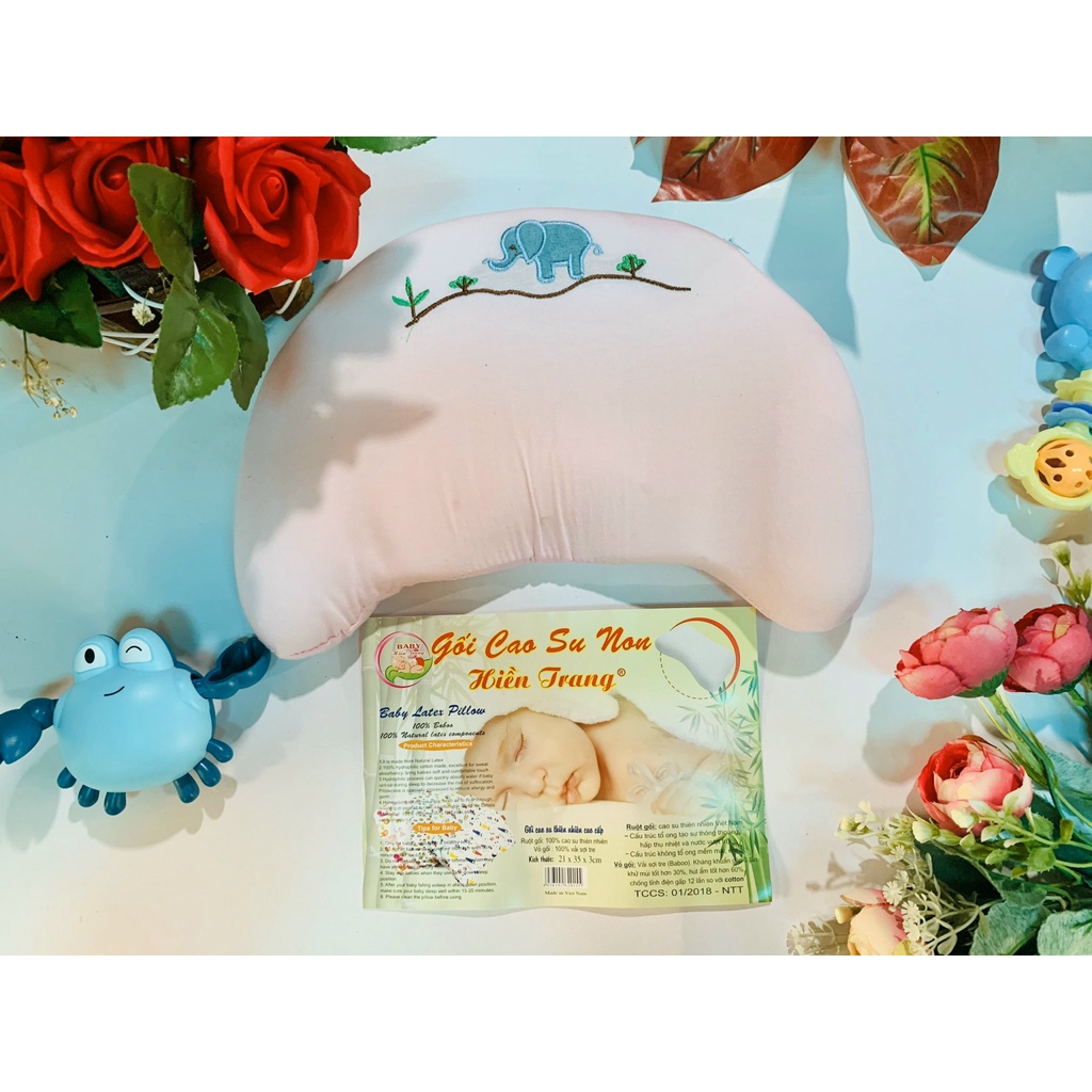 GỐI CAO SU NON CHỐNG MÉO, BẸT ĐẦU DẠNG TRÒN CHO BÉ