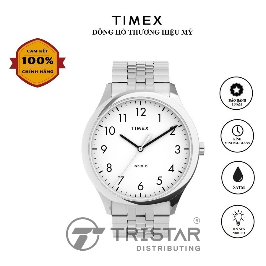 Đồng hồ Nam Timex Easy Reader 40mm TW2U39900 Dây Kim Loại - Chính Hãng