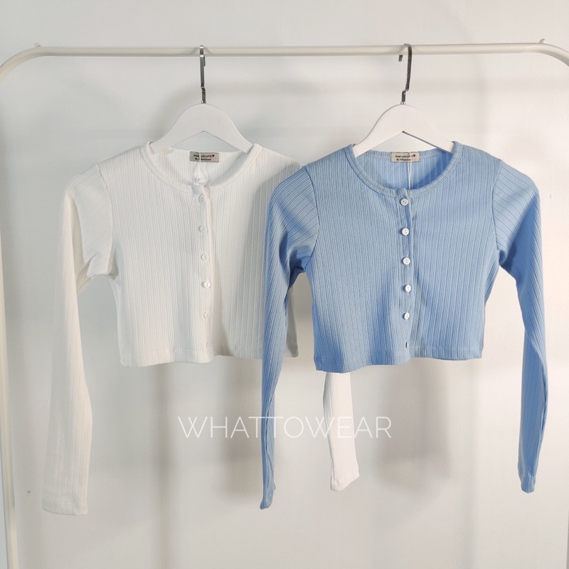 Áo cardigan croptop thun hàng nút &amp; combo 2 áo - by Whattowear