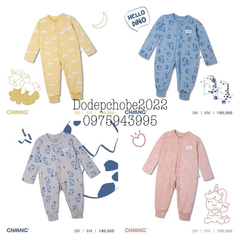 Body dài tay cúc giữa sơ sinh Chaang - BST sơ sinh Pony&amp;Dino Chaang