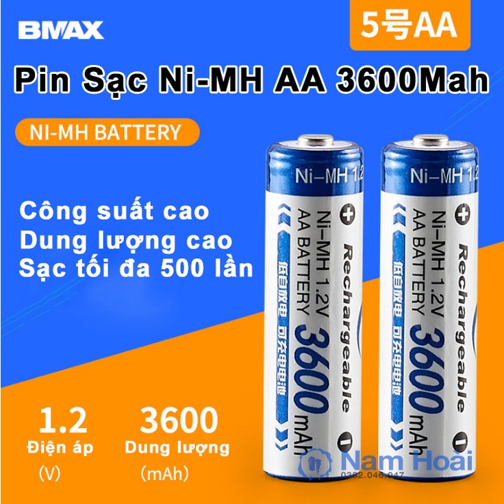 Pin sạc BMAX AA 1.2V 1300mAh 3600mAh đồ chơi điện điều khiển từ xa Pin AA Ni-MH