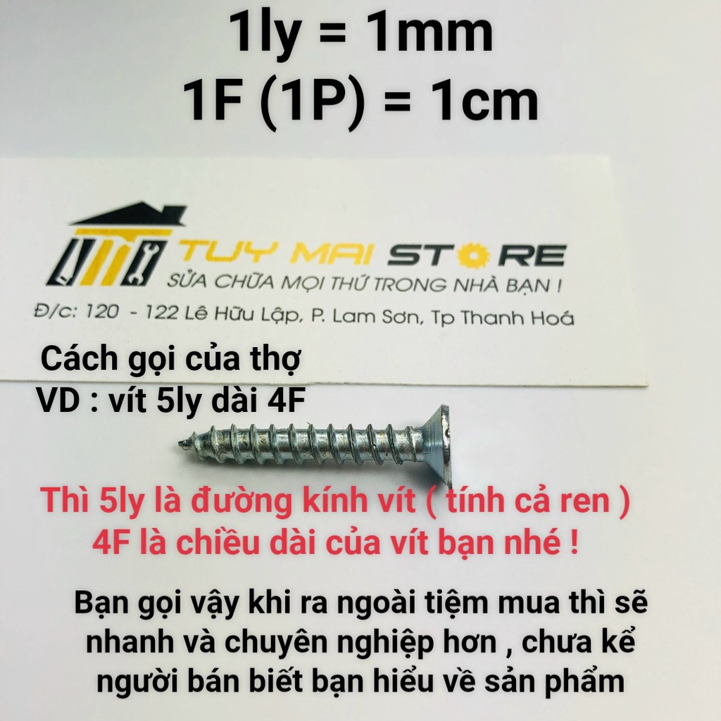 Vít bắt nở nhựa  dài 1,5F 2F 3F 4F 5F 6F 7F 8F