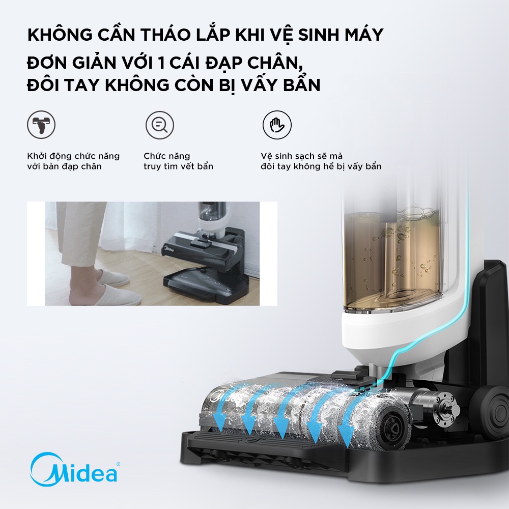 Máy hút bụi lau sàn thông minh 3 trong 1 MIDEA X8 150W - Hàng chính hãng bảo hành điện tử 1 năm