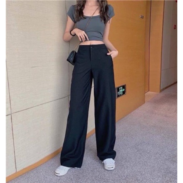 Quần culottes rộng cạp cao khoá trước 1 khuy siêu đẹp | BigBuy360 - bigbuy360.vn