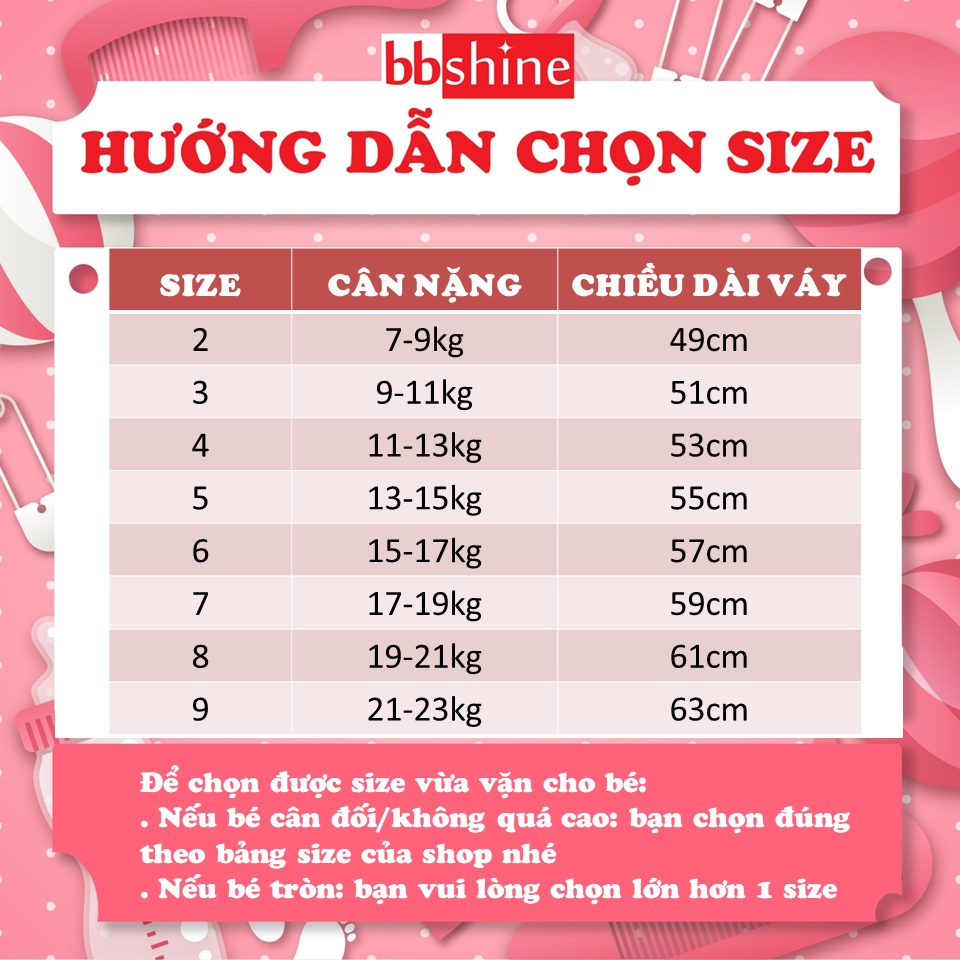 Đầm cho bé gái, Váy cho bé gái 7-23kg chất đũi mềm dáng xòe tay phồng xinh xắn BBShine – D087