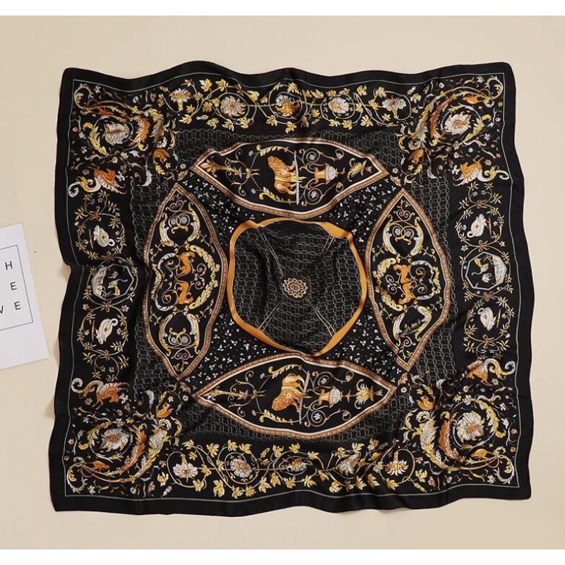 Khăn lụa màu đen cao cấp size 110x110cm