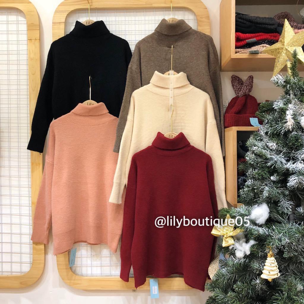 [ảnh thật-sẵn] Áo len nữ cổ lọ hàn quốc ôm dáng form co dãn lông cừu